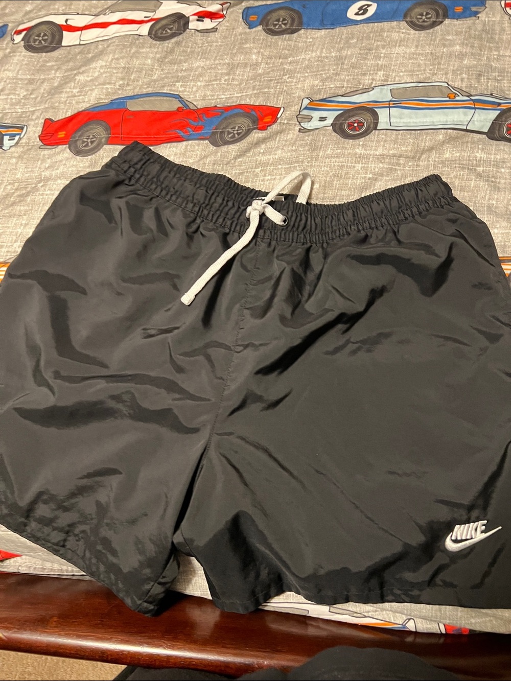 Nike Men’s Black Athletic Shorts with White Drawstring